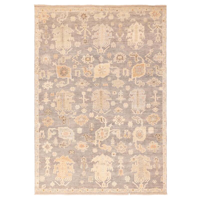 ECARPETGALLERY Hand-knotted Kavya Oushak Dark Grey Wool Rug - 7'11 x 9'10