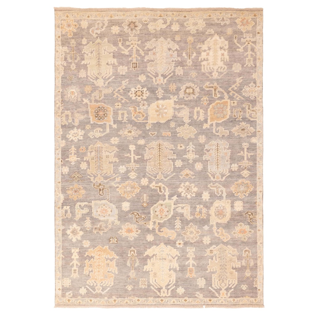 ECARPETGALLERY Hand-knotted Kavya Oushak Dark Grey Wool Rug - 7'11 x 9'10