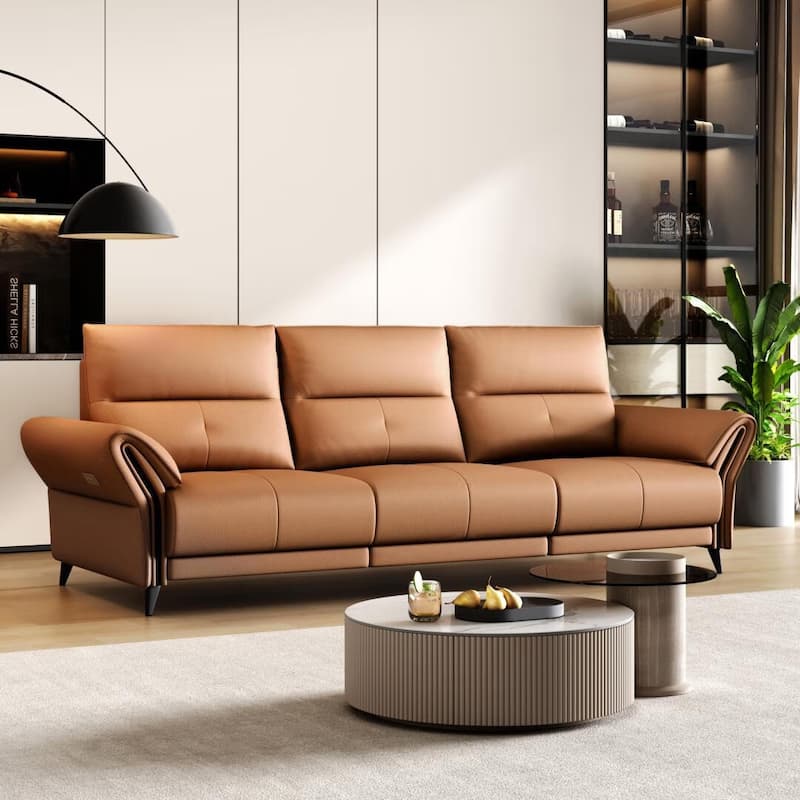 112.5'' Vegan Leather Power Reclining Sofa with USB Charging Port