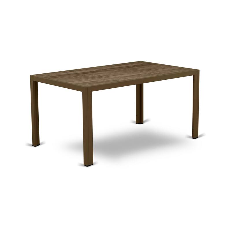 HomeStock 7-Piece Natural Oak Finish Solid Wood Top Dining Table with 6 Chairs with Lattice Back