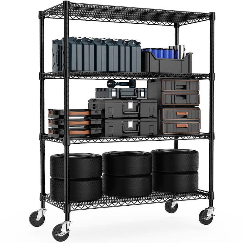 176 LBS Industrial Metal 4 Tier Shelving for Garage, Pantry, Warehouse, Basement Utility Room, Storage Rack Metal Shelving Unit