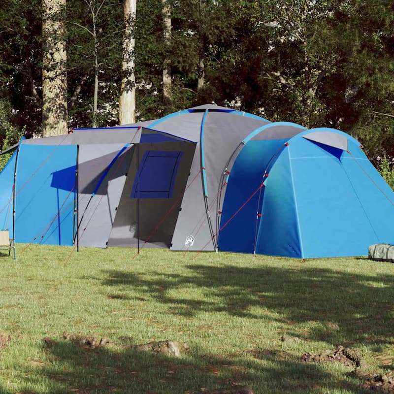 vidaXL Family Tent Dome 12-Person Green Waterproof - 330.7" x 283.5" x 78.7" - Blue