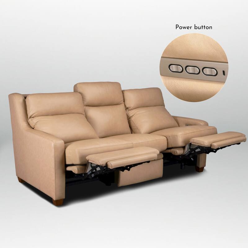 Genuine Leather Recliner Sofa 78" Triple-Motor Power Zero-Wall Reclining 3-Seat Sofa with USB&USB-C Port