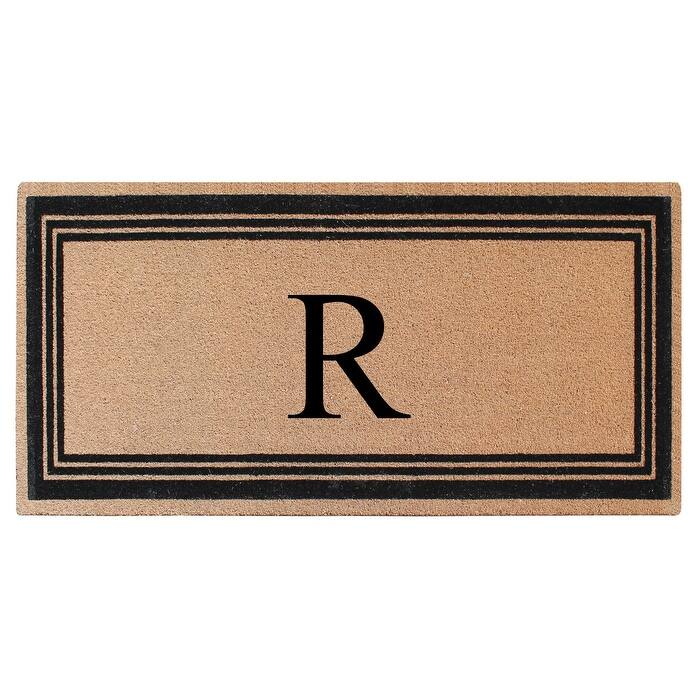 A1HC Natural Coir Monogrammed Flock Anti shed Treated Durable Doormat BlackBeige - 36"X72" - R