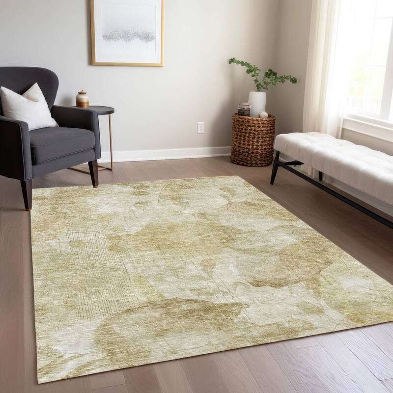 Machine Washable Indoor/ Outdoor Chantille Abstract Floral Rug
