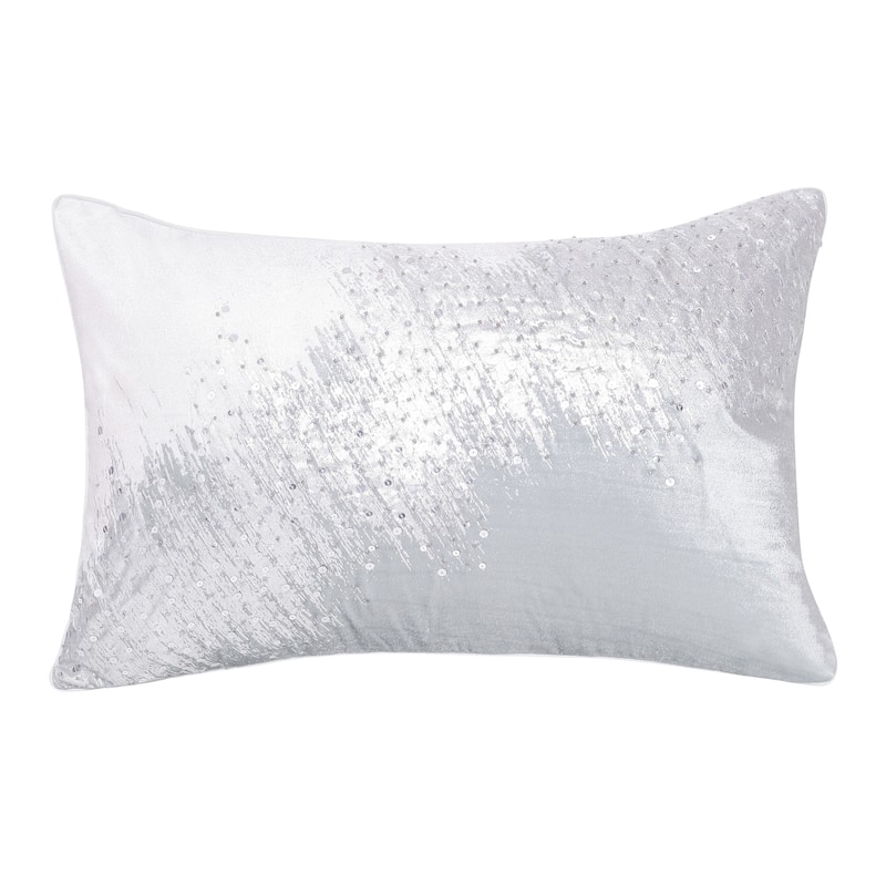 16" X 24" Ivory Abstract Polyester Zippered Pillow With Beads