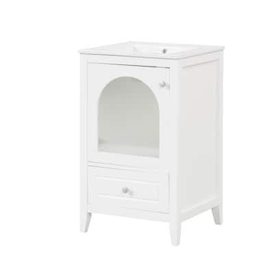 20" Bathroom Vanity with Sink Bathroom Cabinet with Soft Closing Glass Door