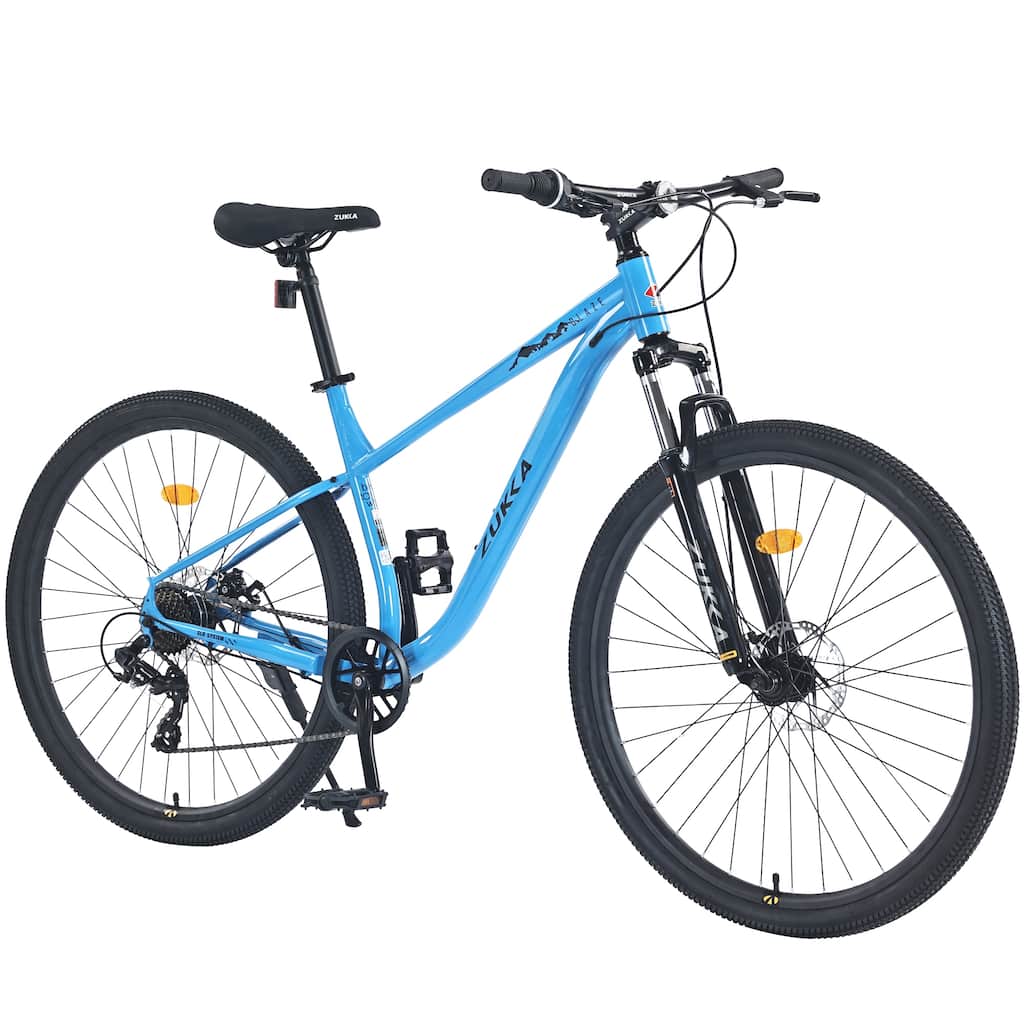 29 Inch Wheels All-Terrain Road Bicycle, 8 Speed Mountain Bike with Suspension Fork & Double Disc Brakes, Steel Frame for Teens