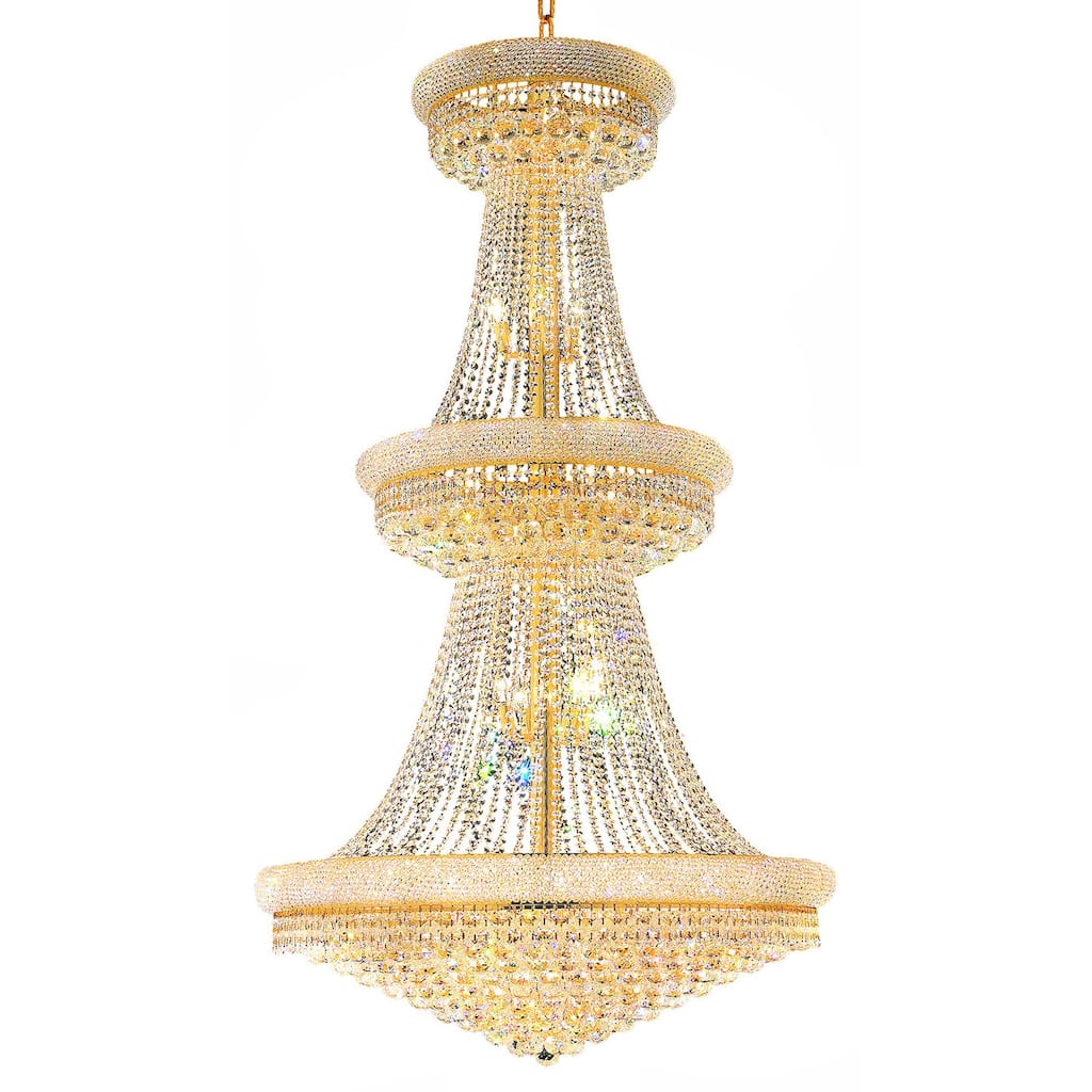 Empire 38 Light 42in Gold Down Chandelier with Crystals