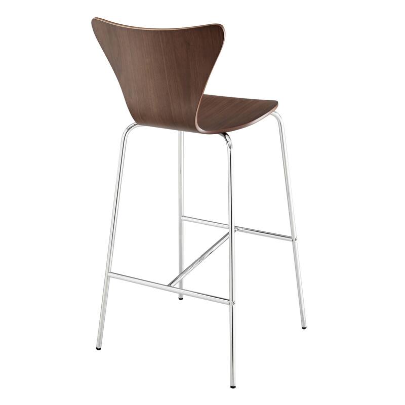 HomeRoots 30" Brown And Silver Metallic Stainless Steel Bar Chair