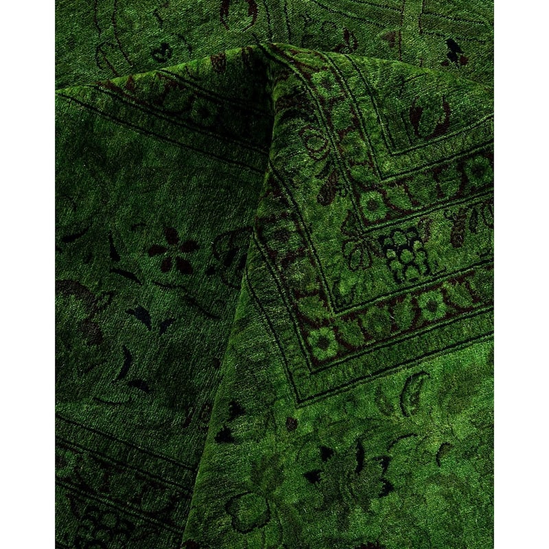 Overdyed, One-of-a-Kind Hand-Knotted Area Rug - Green - 12' 2" x 17' 10"