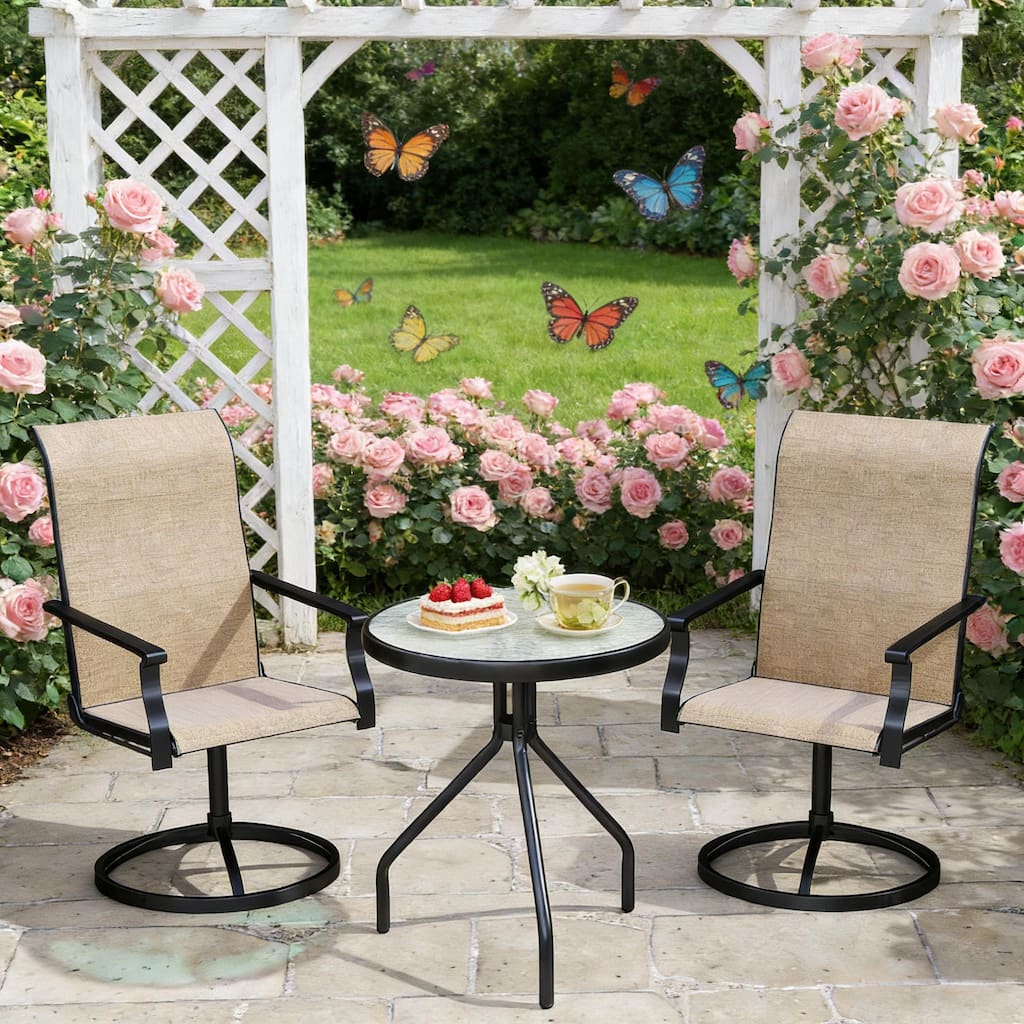 GDFStudio - Nathan Outdoor Dining Swivel Chairs Crafted for Elevated Comfort and Easy Movement