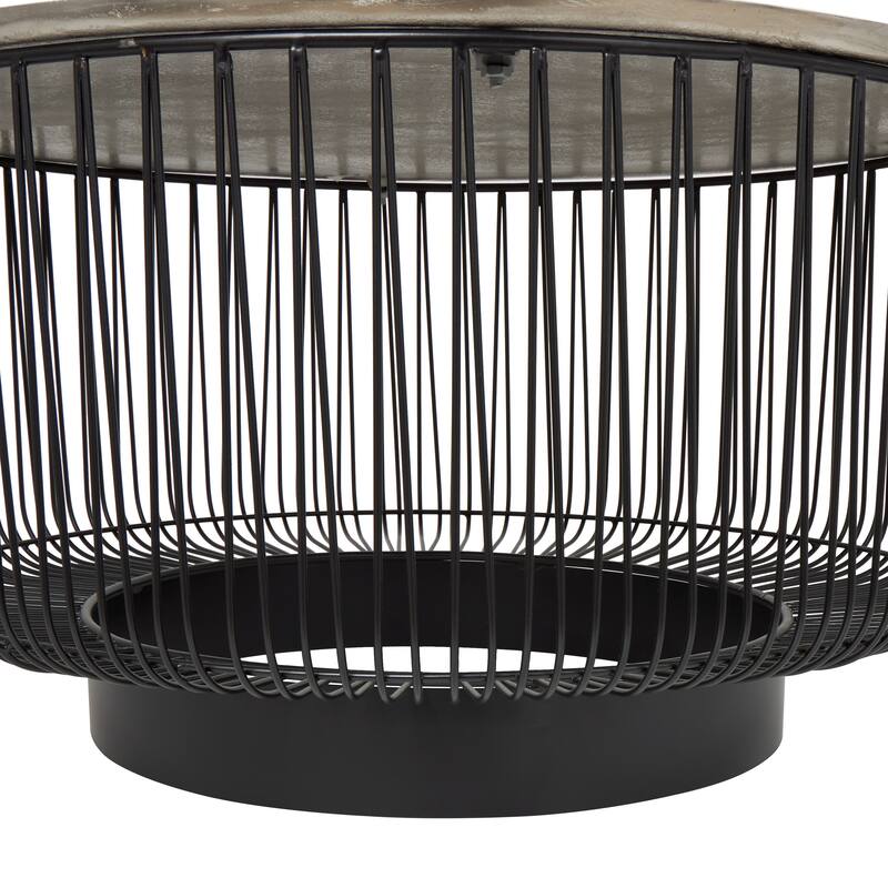 Black Aluminum Open Frame Wire Geometric Coffee Table with Silver Aluminum Top