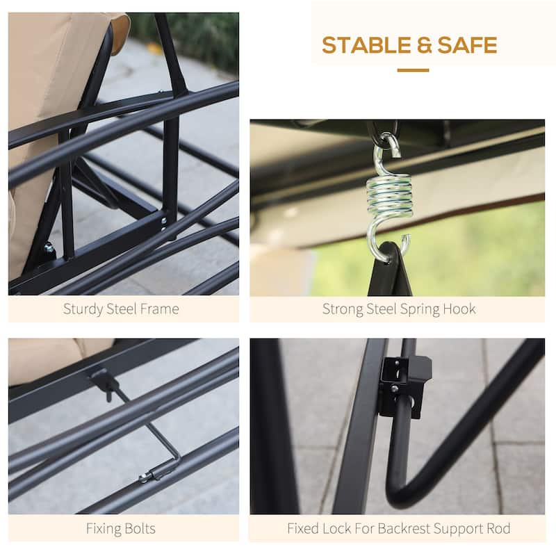 Outsunny Tiered Gazebo with 3-person Patio Bench and Mesh Sidewalls