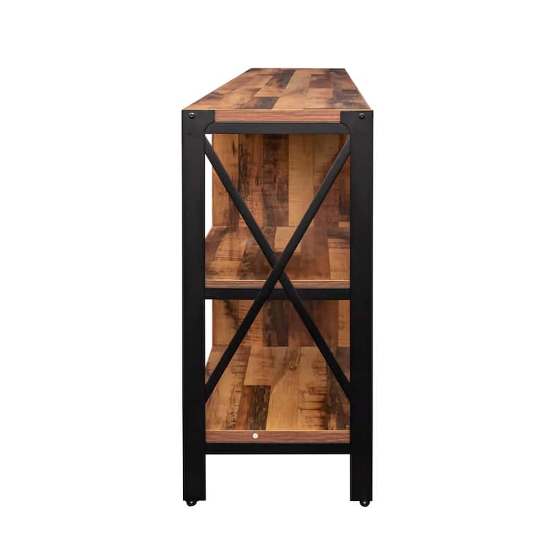 Walnut Farmhouse Style 70.87" TV Stand with Open Storage Design for TVs Up to 70"