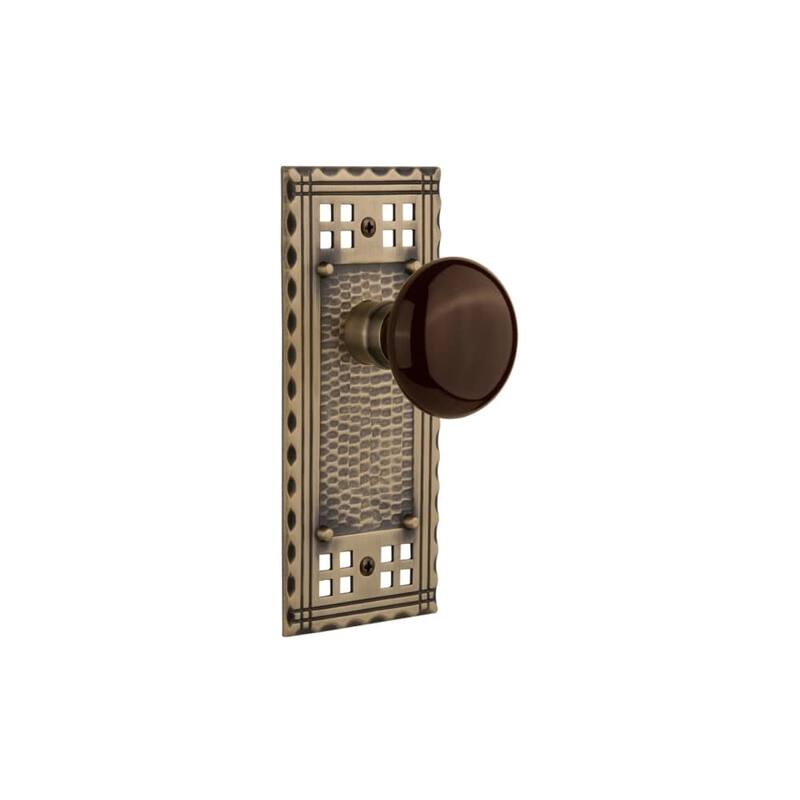 Nostalgic Warehouse Brown Porcelain Solid Brass Passage Door Knob Set