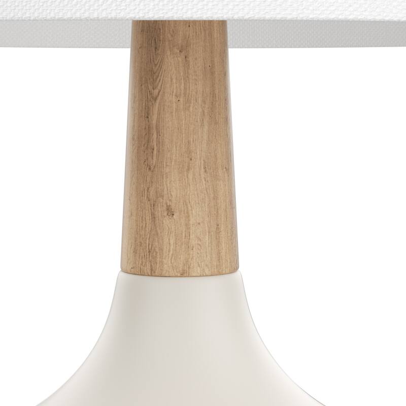 Maxax 14'' Ceramic And Wood Modern Table Lamp Set For Living Room/bedroom (Set of 2)