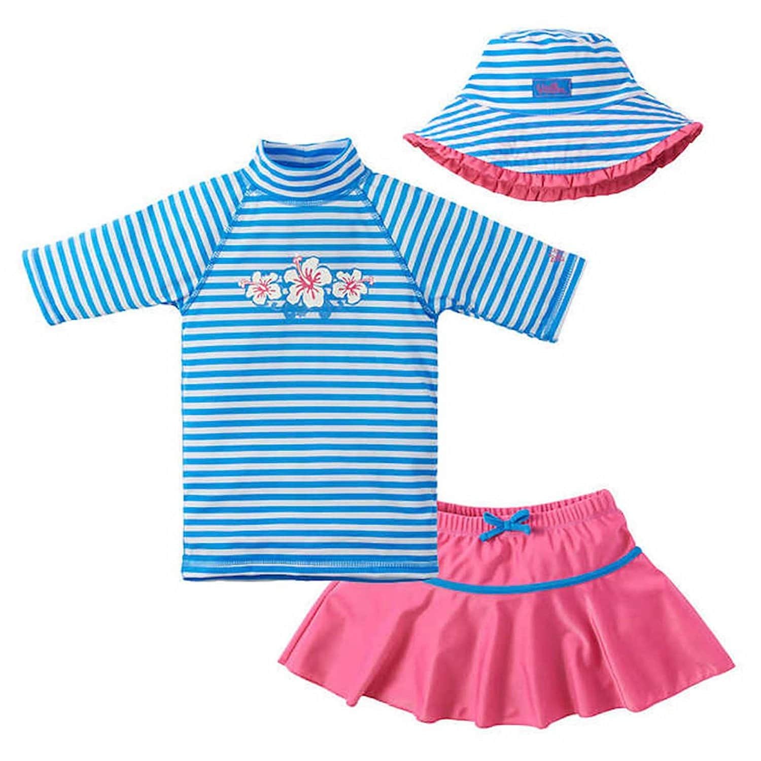 NEW GIRLS Purple Sea Critters UV SKINZ 3 PIECE Upf50 TOP SKORT HAT SWIM SET