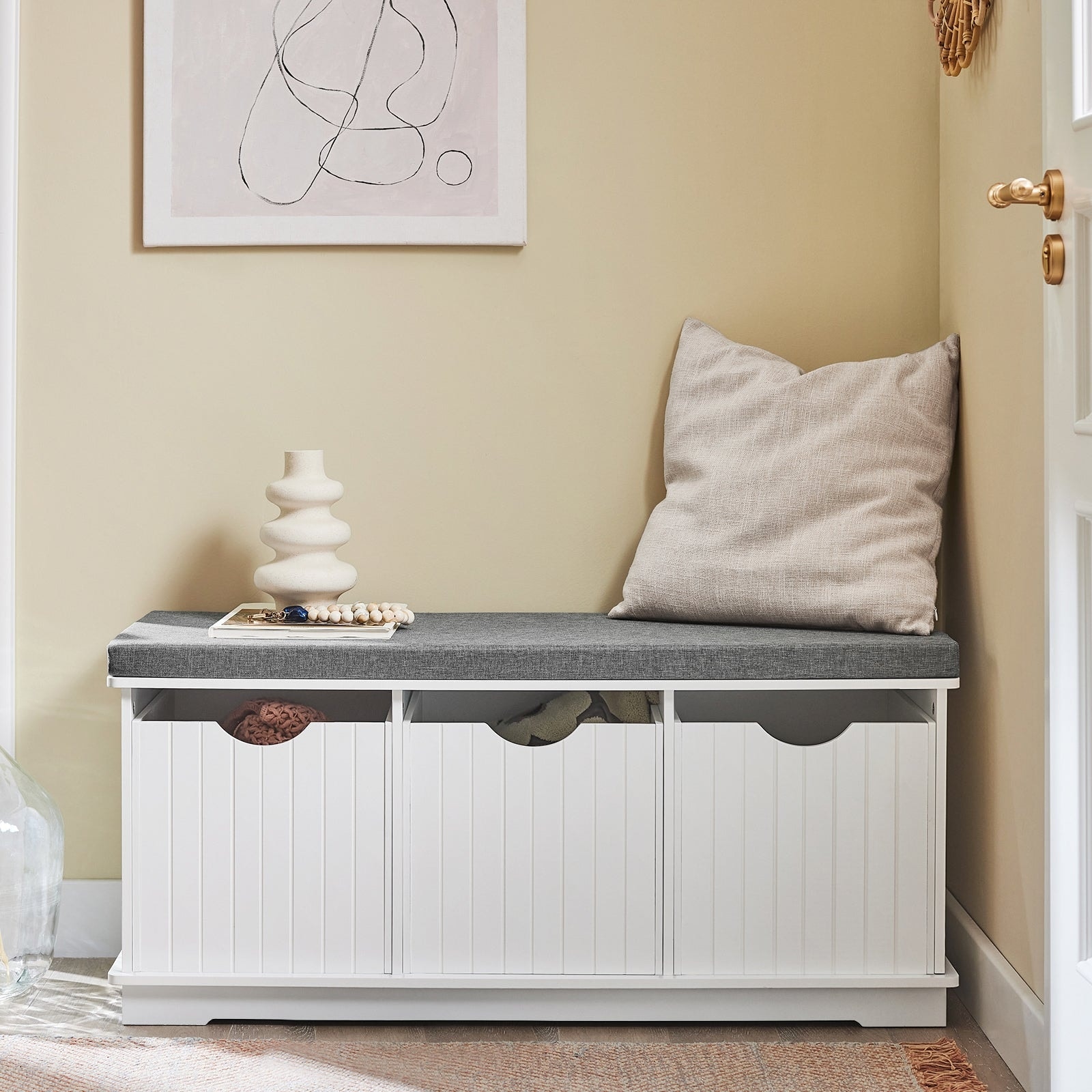 Sobuy white top storage bench