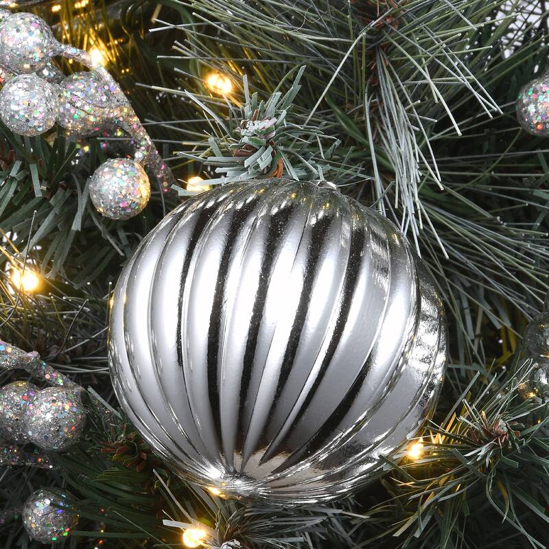 National Tree Company 2 ft. Frosted Silver Pine Tree with Battery Operated LED Lights - 2 Foot
