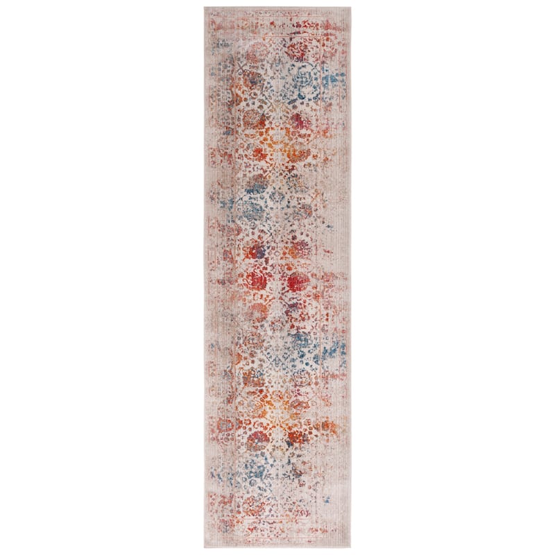 SAFAVIEH Vintage Distressed Boho Persian Ophelia Oriental Polyester Rug - 2'2" x 12' Runner - Light Grey/Multi