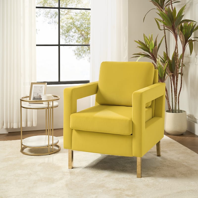 Valentina Comfy Accent Armchair with Golden Metal Legs and Removable Cushions by HULALA HOME