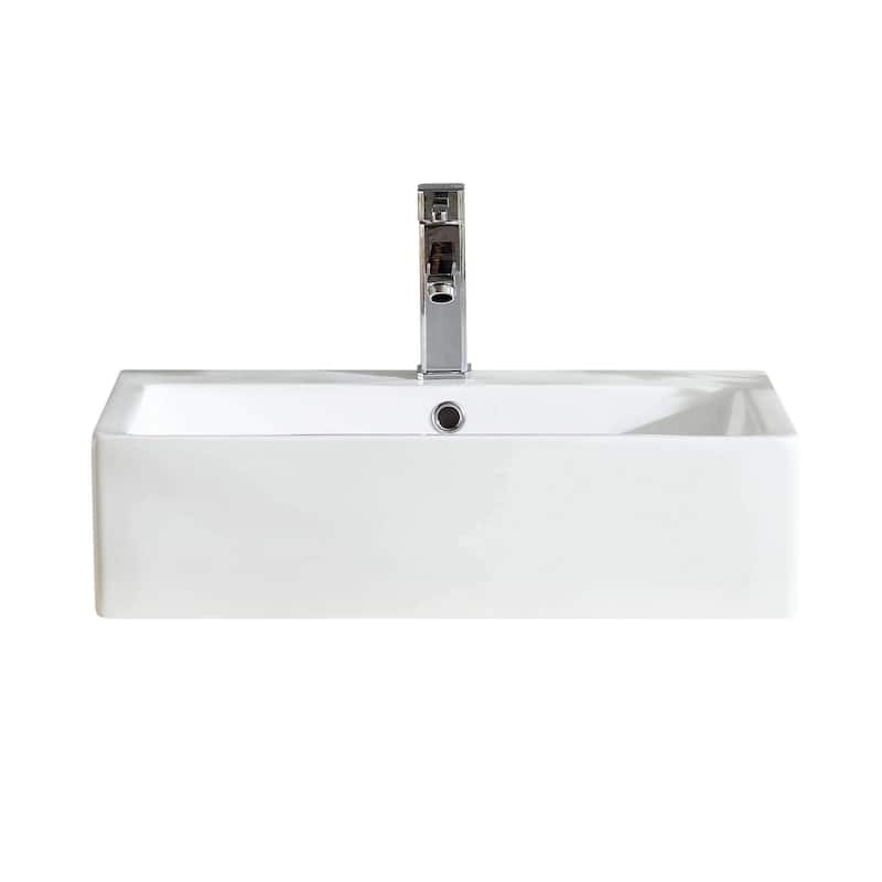 Fine Fixtures Ceramic White Rectangular Bathroom Vessel Sink