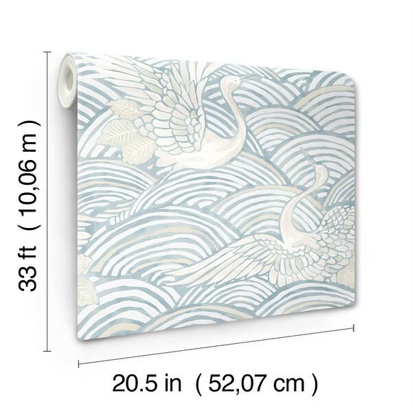 A-Street Prints Egret Sky Blue Tidal Dance Wallpaper