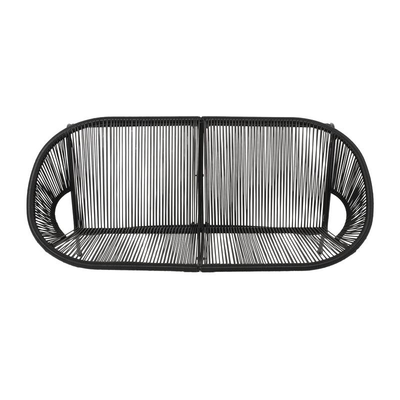 Roomfitters Nusa Outdoor Chat Set 3 Piece Handwoven Faux Wicker Iron Frame - 3 Piece Set