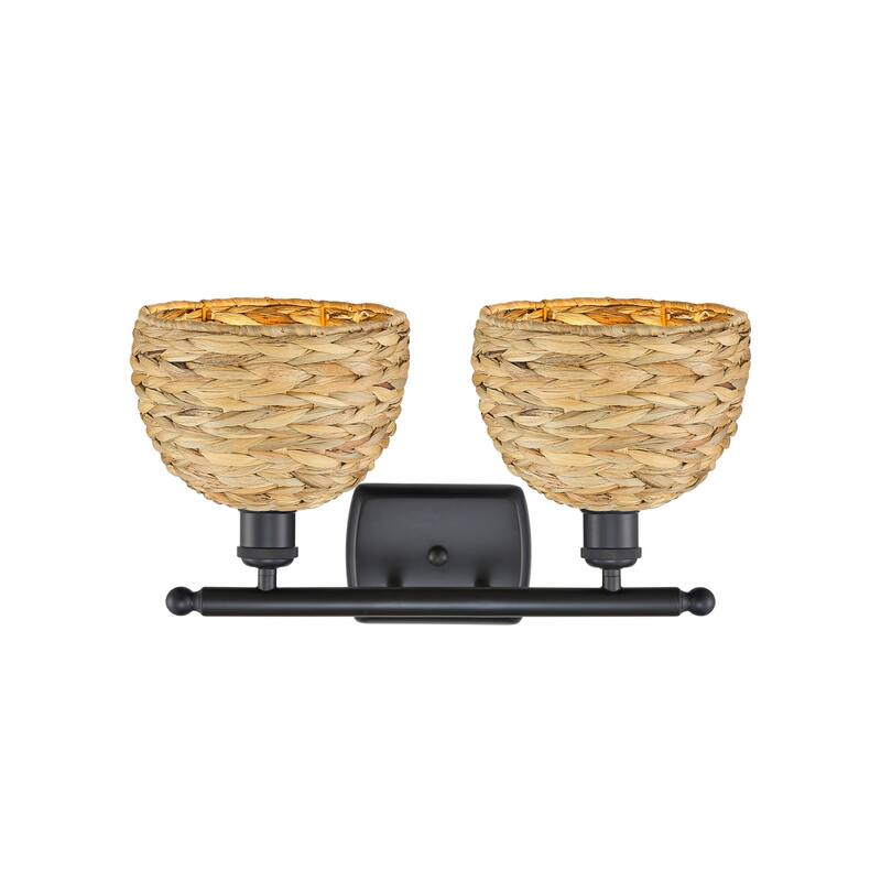 Innovations Lighting 516-2W-12-18 Woven Rattan Vanity Woven Rattan 2