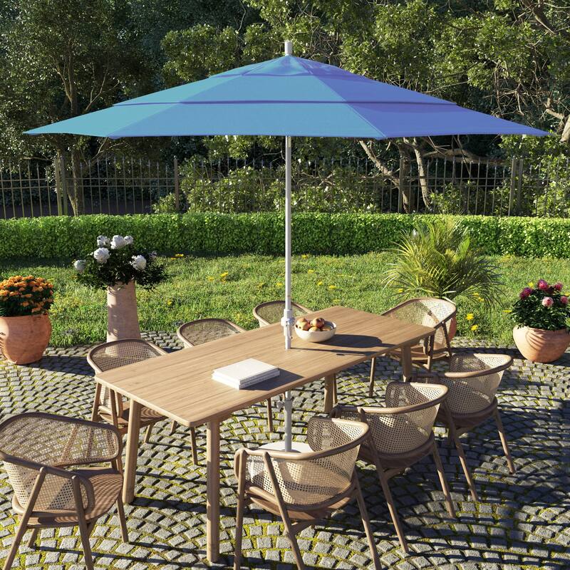 California Umbrella 11' Sun Master Patio Umbrella White Aluminum Pole Fiberglass Ribs Crank Lift Tilt Pacifica