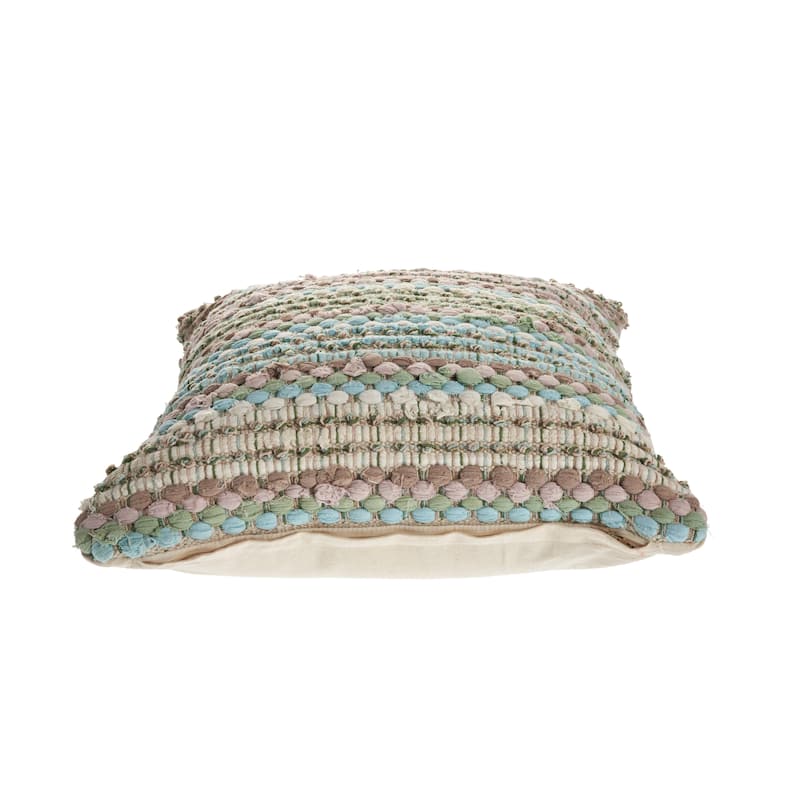 HomeRoots 18" X 18" Green And Blue 100% Cotton Striped Zippered Pillow