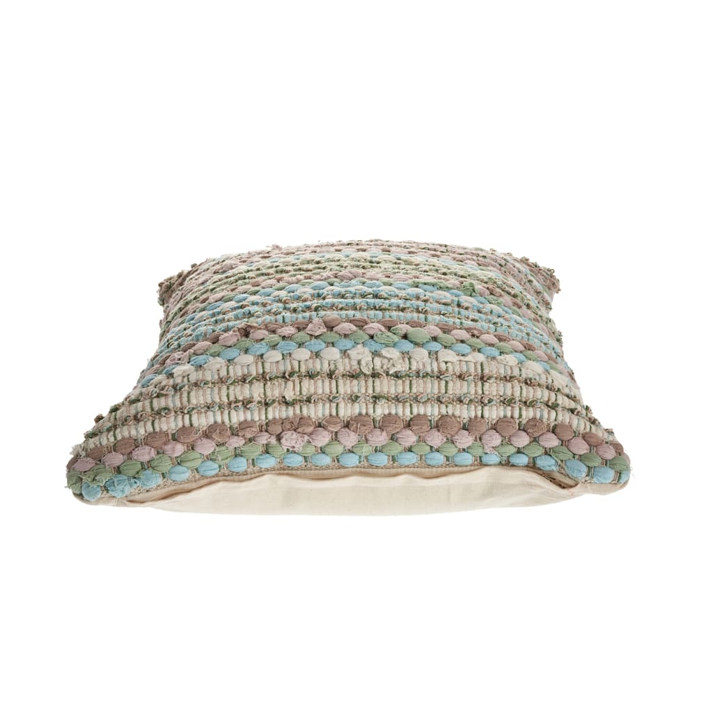 HomeRoots 18" X 18" Green And Blue 100% Cotton Striped Zippered Pillow