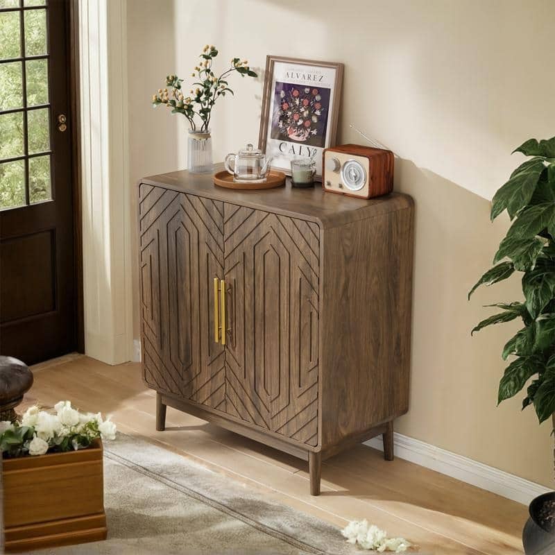 Sideboard Buffet Cabinet with Adjustable Shelves and Elegant Artistic Design for Home Decor