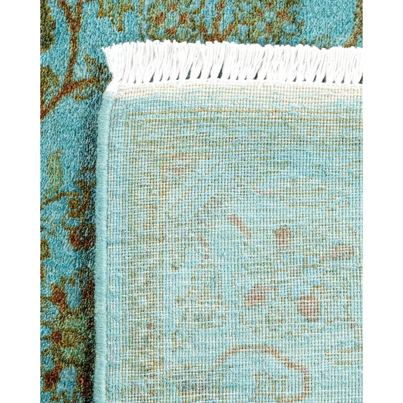 Overton Hand Knotted Wool Vintage Inspired Modern Contemporary Overdyed Blue Runner Rug - 2' 8" x 10' 5"