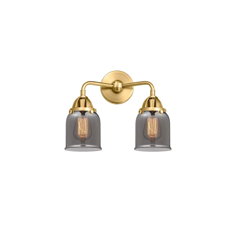 Innovations Lighting 288-2W-13-13 Bell Vanity Bell 2 Light 13" Wide - Satin Gold / Plated Smoke