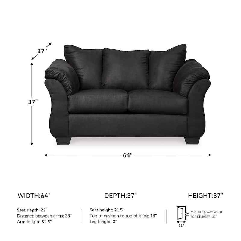 Darcy Contemporary Black Loveseat