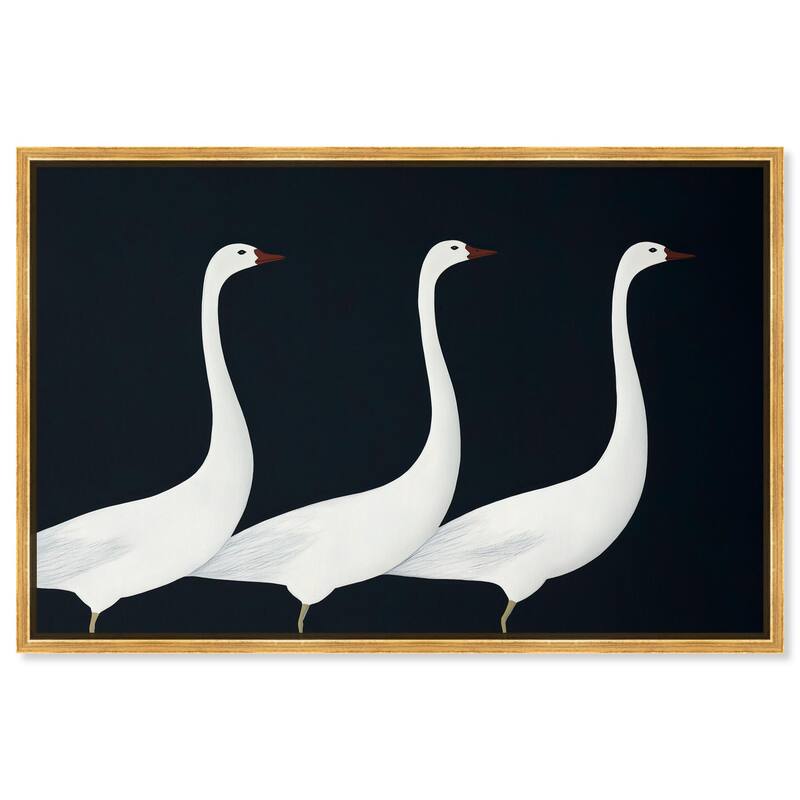 Trio of Swans Canvas by Art Remedy - Gold - 30" x 20"