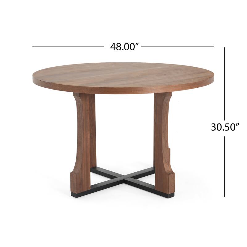 Roomfitters 48" Round Dining Table with Solid Wood Top and Sturdy Cross Base, Modern Kitchen and Dining Room Table