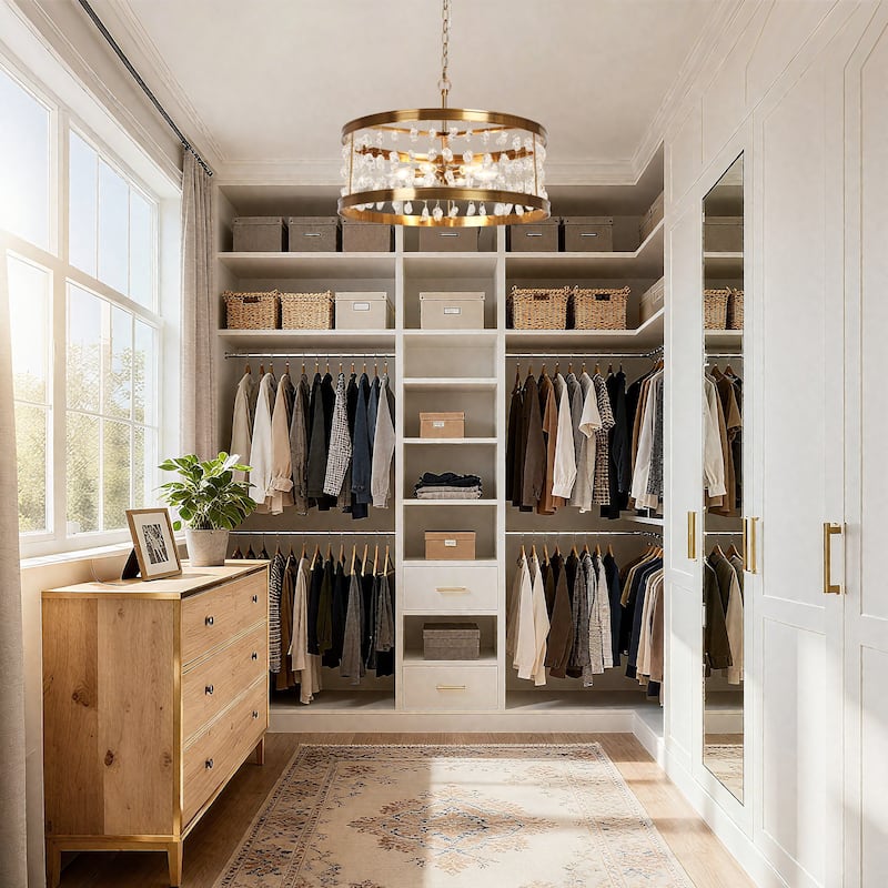 Modern 6-Light Crystal Beaded Drum Chandelier Gold Pendant for Dining Room Kitchen Island - D21.7" x H73.6"