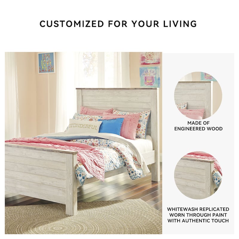 Signature Design By Ashley Willowton Whitewashed Woodgrain Full Panel Bed