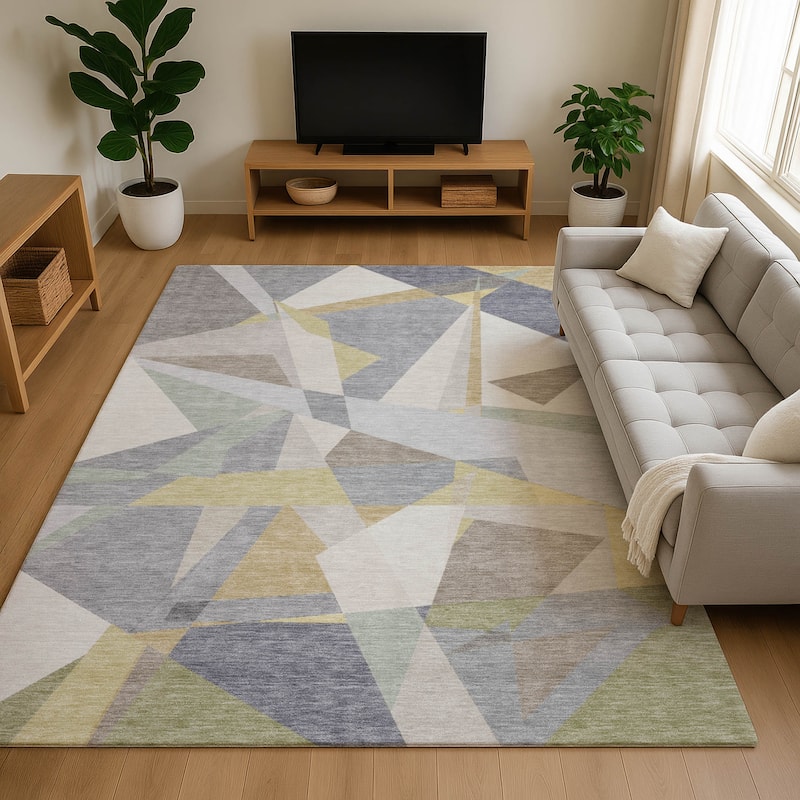 Premium Washable Super Soft Abstract Geo Mayfield Rug - Pewter - 8' x 10'
