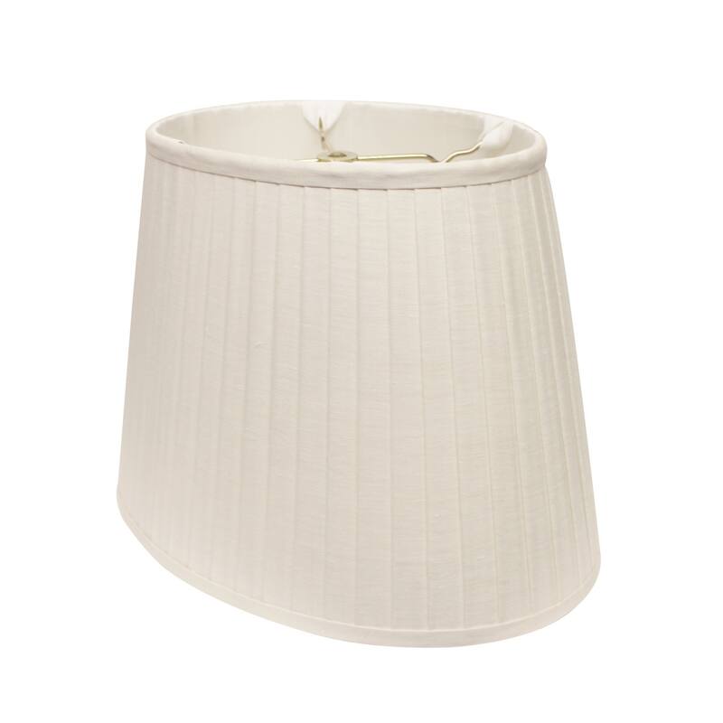 HomeRoots White Linen Pleated Oval Lamp Shade - 14