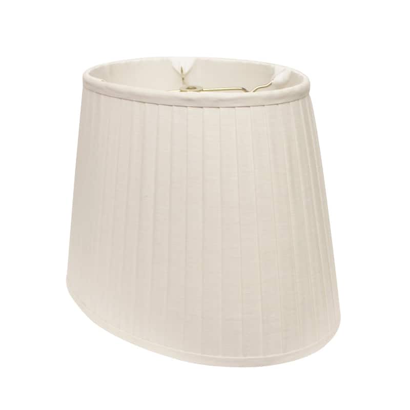 HomeRoots 14" White Slanted Oval Linen Lampshade - 14
