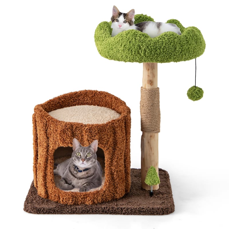 Cat Tower with Top Perch and Scratching Post for Claw Care - 23.5" x 18" x 29"