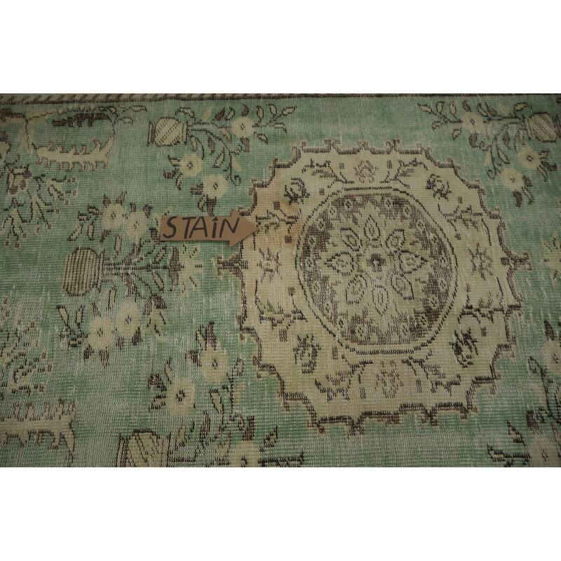 Hand Knotted Oriental 100% Wool Carpet Transitional Floral Green Anatolian Area Rug - 7' 9'' X 4' 10''