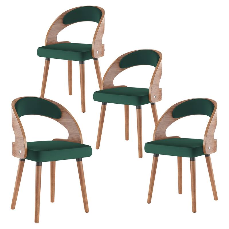 Wood Dining Chairs, Set of 2 Modern Upholstered Dining Chairs with Curved Backrest for Kitchen, Dining Room, Living Room