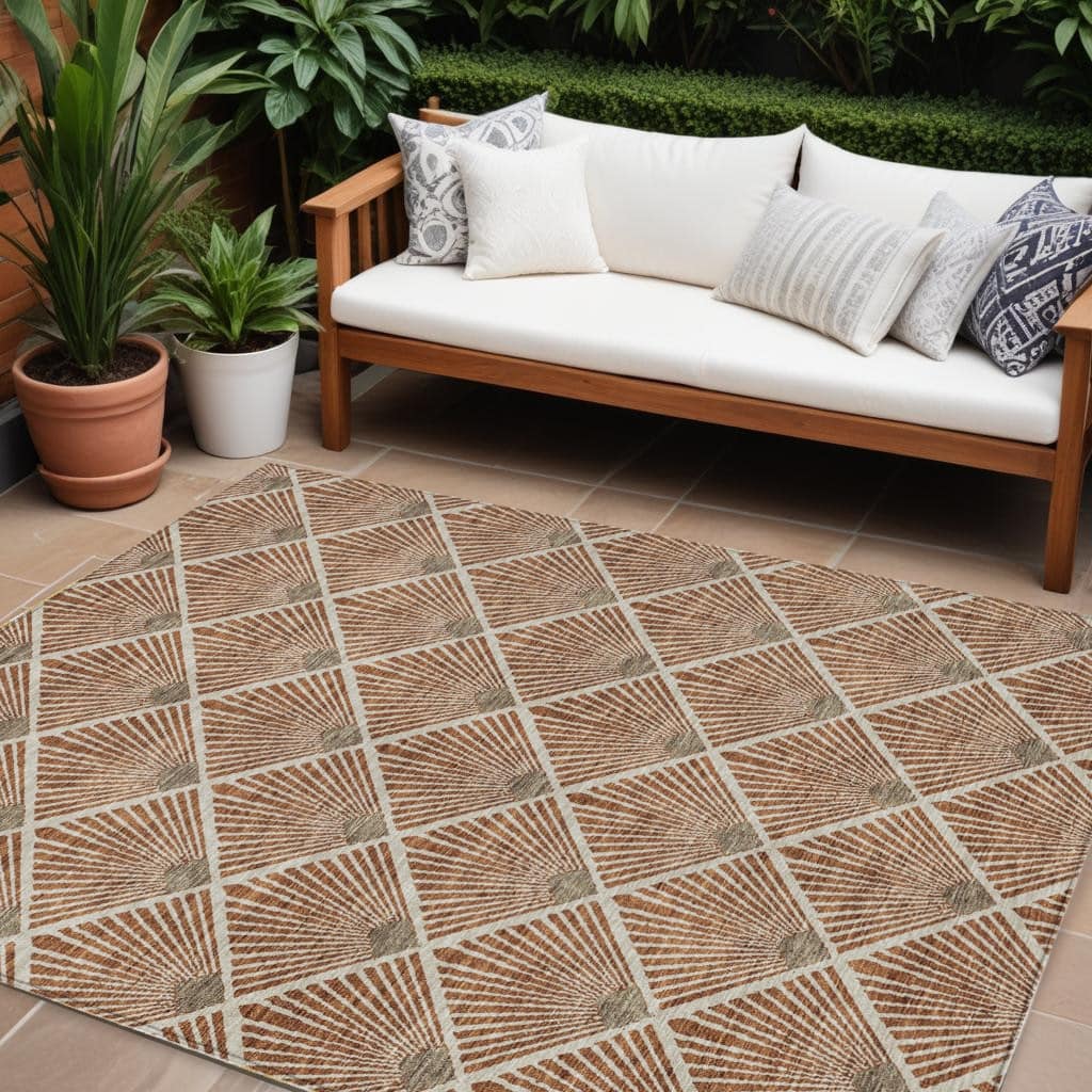 HomeRoots Geometric Transitional Rectangle Outdoor Rug