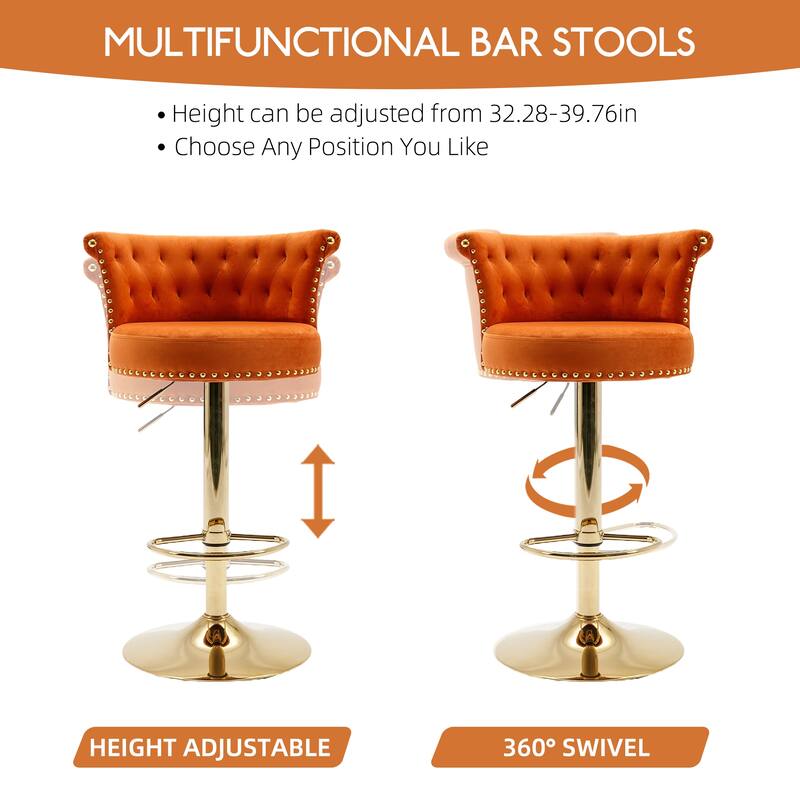 HOMEFUN Swivel Bar Stools Set of 2 Adjustable Counter Height Chairs with Footrest for Kitchen, Dining Room 2PC/SET
