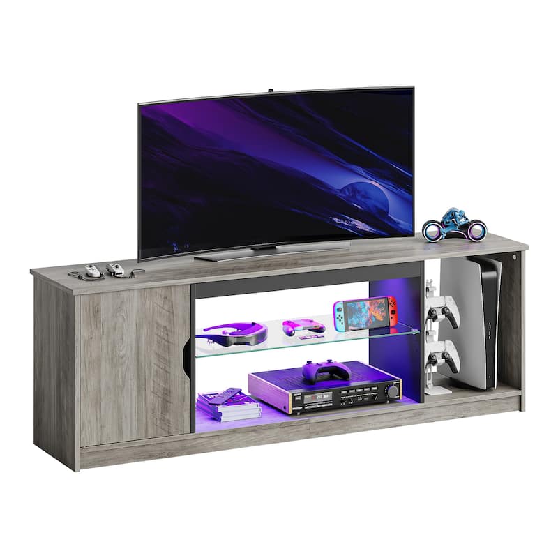 Modern TV Stand for up to 65" TVs Gaming Entertainment Center with Adjustable Shelves for PS5 - 58 inches
